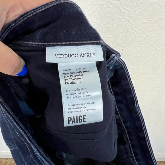 Paige Verdugo Ankle Jeans Distressed Dark Wash Mid Rise Size 31 - Picture 8 of 10